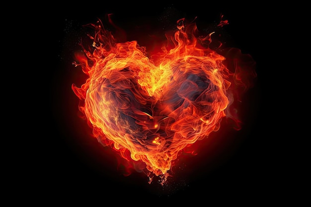 Broken Heart in Fire valentines Sadmess Generative AI