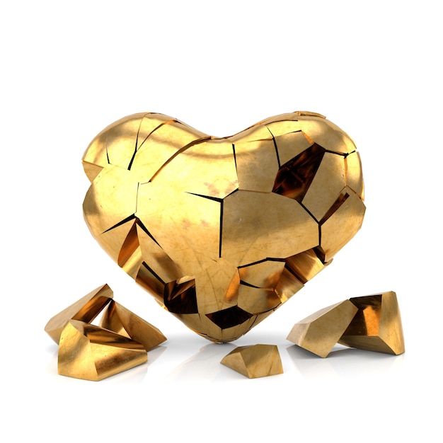 Broken heart isolated. 3D rendering.