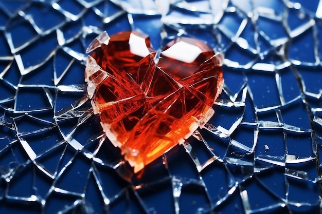 a broken heart symbolized by shattered glass AI generated