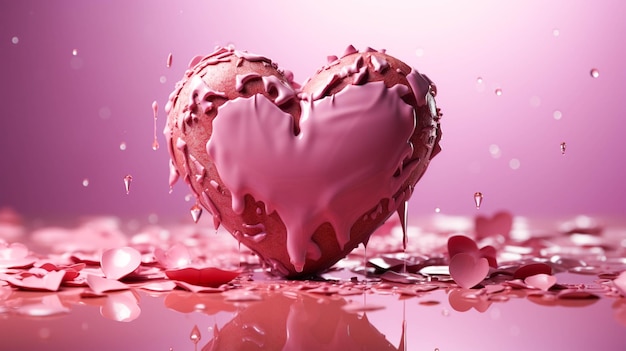 발렌타인 카드에서 깨진 심장 슬 분홍색 배경