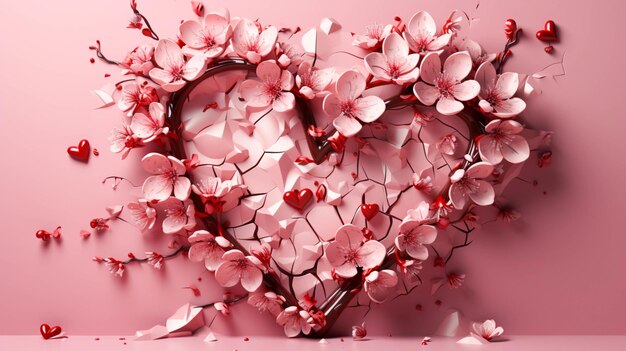 Broken Heart in valentines Sadness pink background