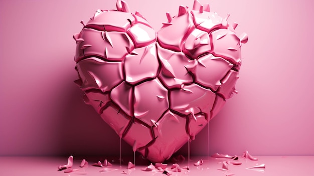 Broken Heart in valentines Sadness pink background