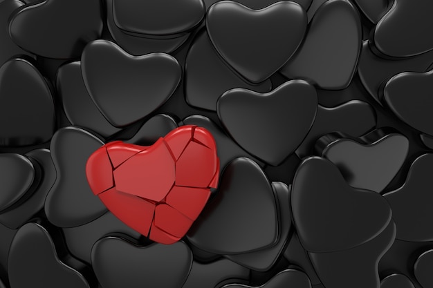 Broken heart wallpaper design. 3D rendering.