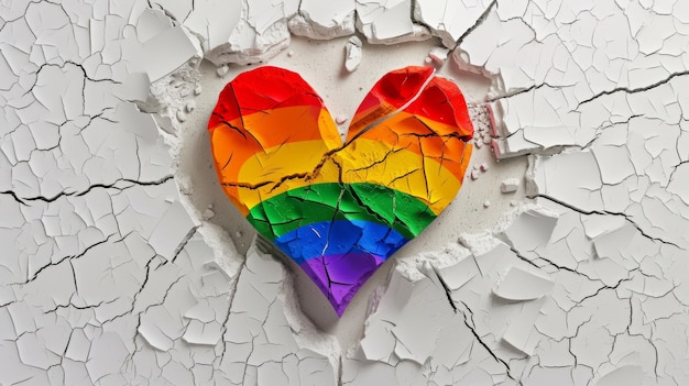 Broken Heart With Rainbow Painted On It