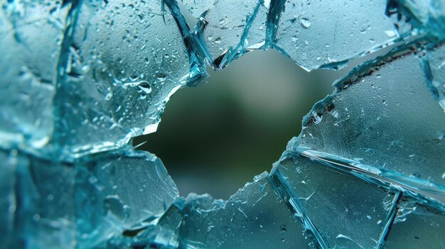 A broken hole in the glass