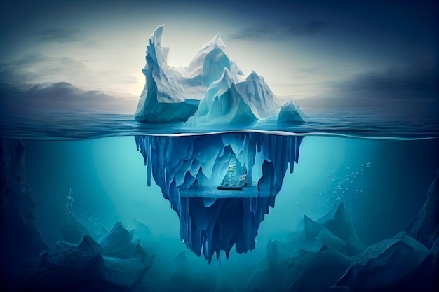 Broken iceberg in water Generative AI Generative AI