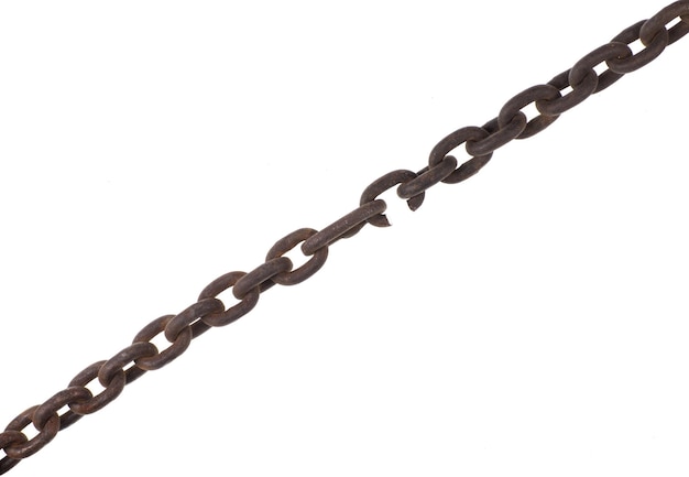 Photo broken iron chain isolated on white background