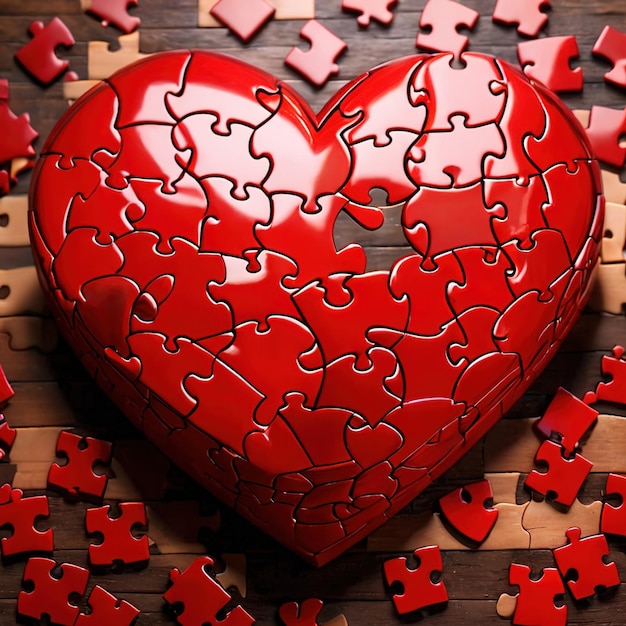 Foto i pezzi mancanti del puzzle d'amore mostrati con il puzzle
