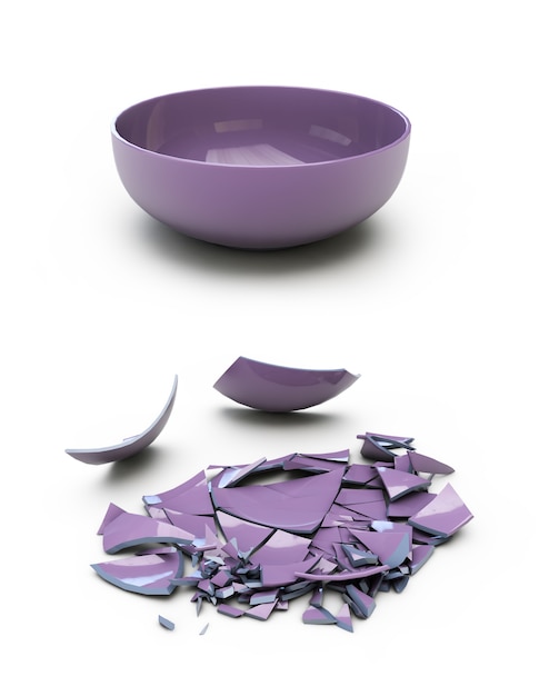 Broken plate and whole plate 3D render