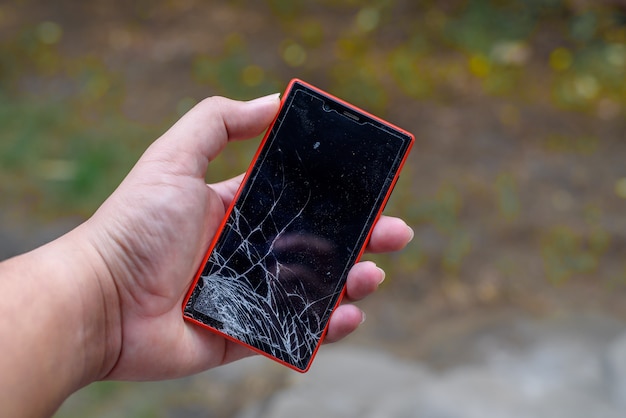 The broken screen of mobile phone