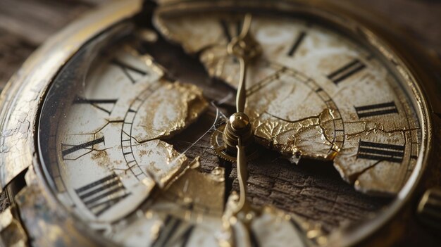 Foto broken timepiece a once cherished clock or watch now broken into two pieces the time on the clock could represent a significant moment in the couples relationship