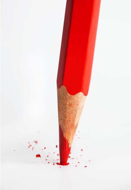 Broken tip of red pencil