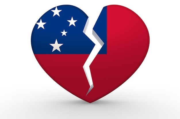 Broken white heart shape with Samoa flag