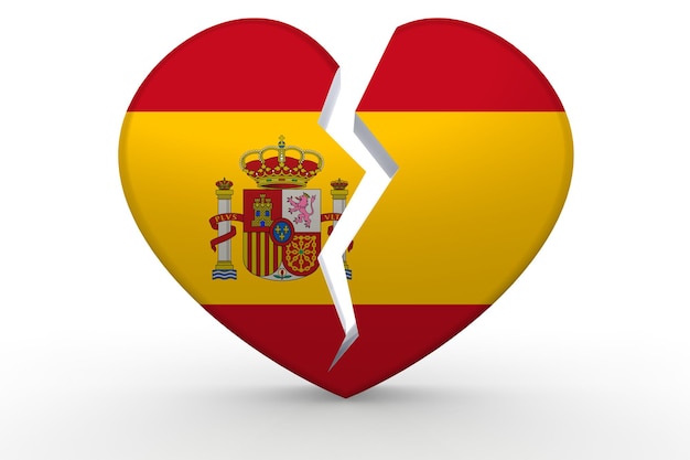 Разбитое белое сердце с флагом Испании