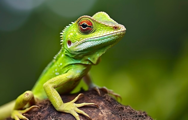 Bronchocela cristatella also known as the green crested lizard