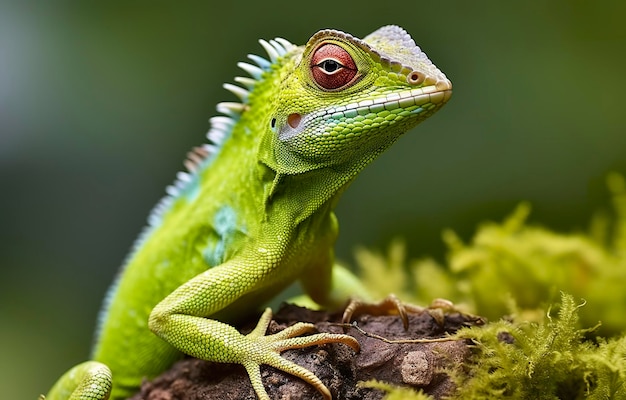 Bronchocela cristatella ook bekend als de groene kuifhagedis Generatieve AI