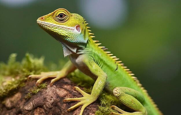 Bronchocela cristatella ook bekend als de groene kuifhagedis Generatieve AI