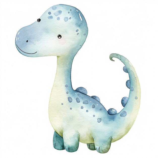 Brontosaurus Dinosaur Cartoon Personage Waterverf Handgemaakte Stijl Illustratie Clipart