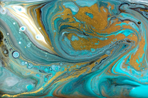 Bronze, blue and gold marble liquid texture