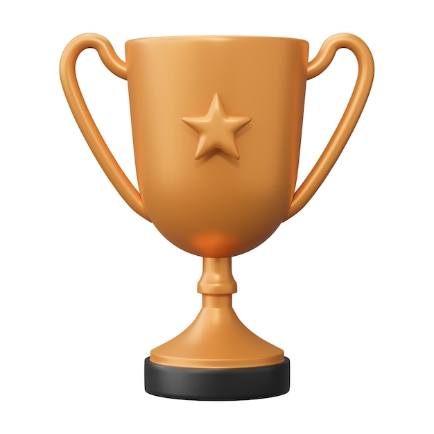 Bronze champion trophy cup award with gold star Concept of Winner prize sport award success 3D render Illustration