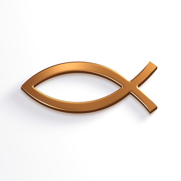 Photo bronze christ fish 3d icon render illustration
