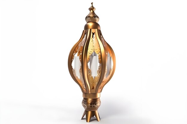 A bronze colored lantern with the word ramadan on it.