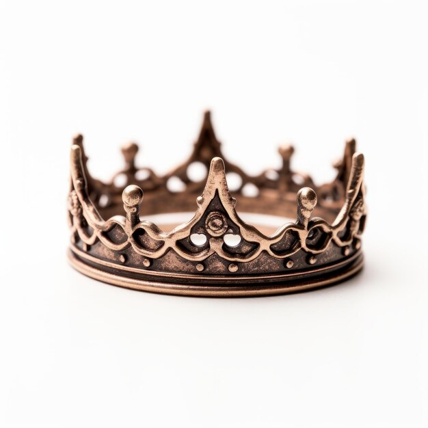 Photo bronze crowninspired ring on white background jewelry product picture