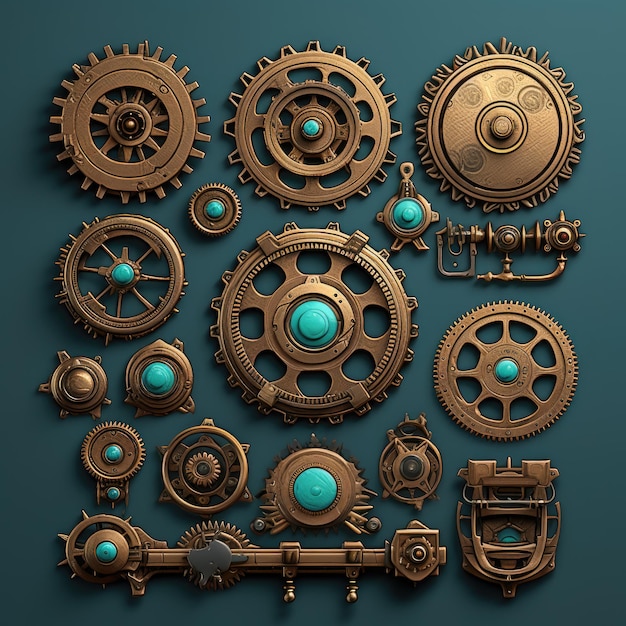 Photo bronze gears unleashed in a steampunk industrial world