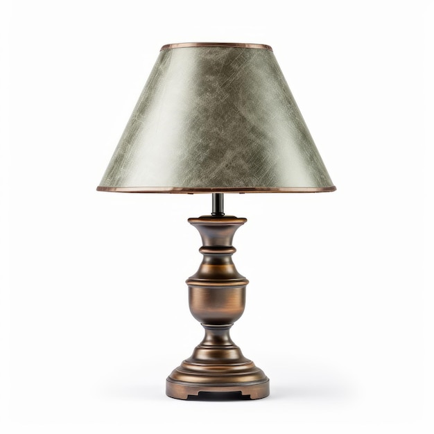 Photo bronze lamp with green shade in traditional style uhd image