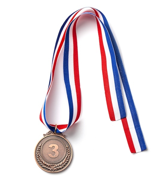 Bronze medal. Third place award with ribbon.