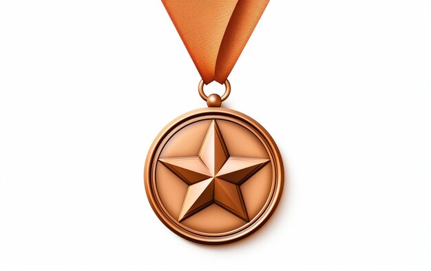 Bronze Medal with Ribbon and Star Detailing