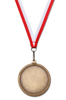 Medaglia di bronzo con nastro su sfondo bianco
