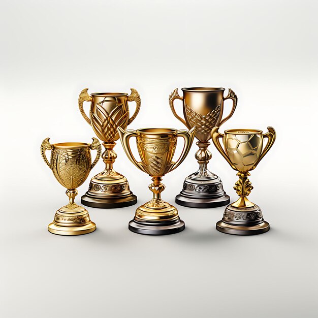 Bronze Silver Gold Trophies 2D Vector 58 Metal Engra Decoration Object Isolated on White BG