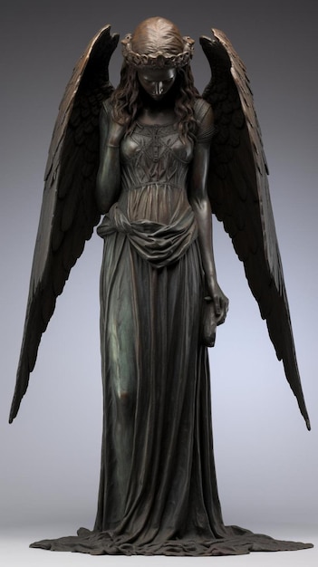 a bronze statue of an angel