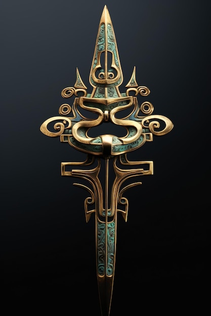 a bronze sword with a design of a crown.