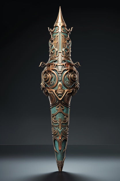 a bronze vase with a design of a design