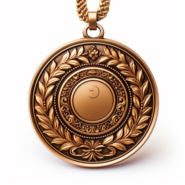 Bronzen medaille met laurier rozet