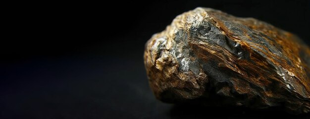 Bronzite is een zeldzame kostbare natuursteen op een zwarte achtergrond AI gegenereerd Header banner mockup