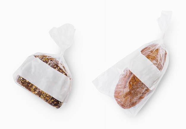 brood in een plastic zak van bovenaf