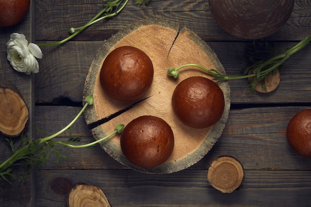 Foto brood op een houten bord