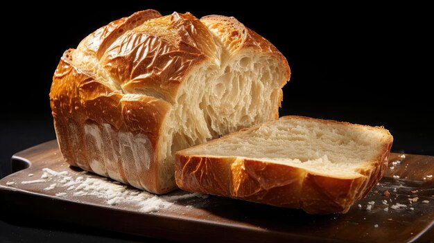 brood op houten tafel met zwarte en wazige achtergrond