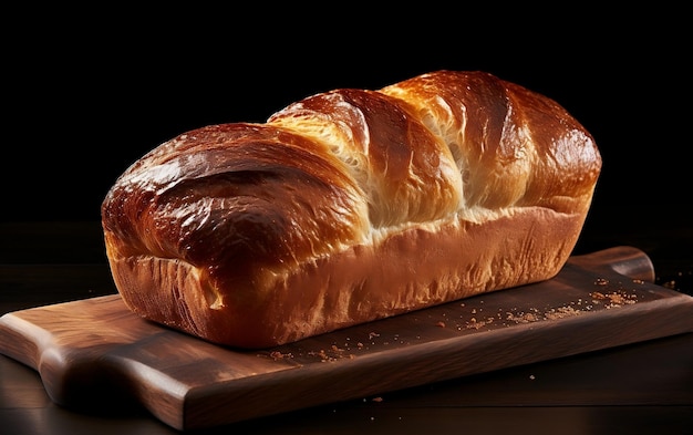 Brood op zwarte achtergrond culinair contrast generatief door Ai