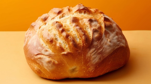 Broodbrood gebakken prachtig smakelijk brood geïsoleerd op gele achtergrond