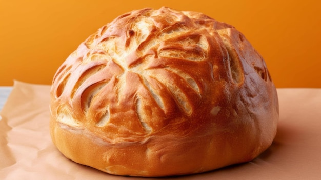 Broodbrood gebakken prachtig smakelijk brood geïsoleerd op gele achtergrond