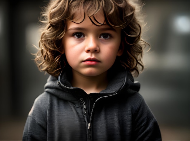 Brooding child portrait warm lit detailed cinematic masterpiece Generative AI Generated