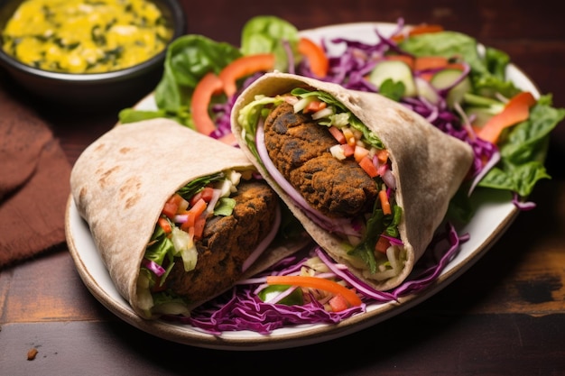 Broodje falafel met een levendige salade