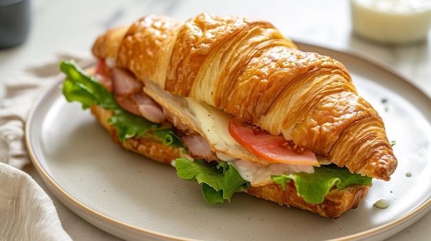 Broodje met boter en croissant