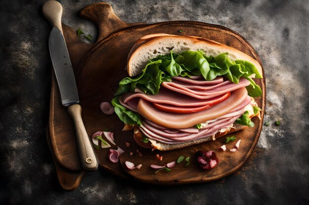 Foto broodje shoarma met dukkah-vlees, plakjes kaas en saus