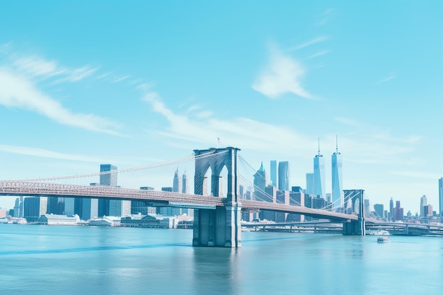 Brooklyn Bridge in New York met een blauwe lucht