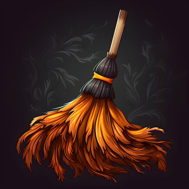 Photo broom in halloween cartoon style